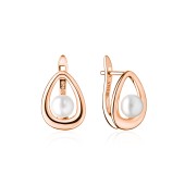 Cercei argint placati cu aur roz cu perle naturale albe si tortita DiAmanti SK20468GEL_W-G